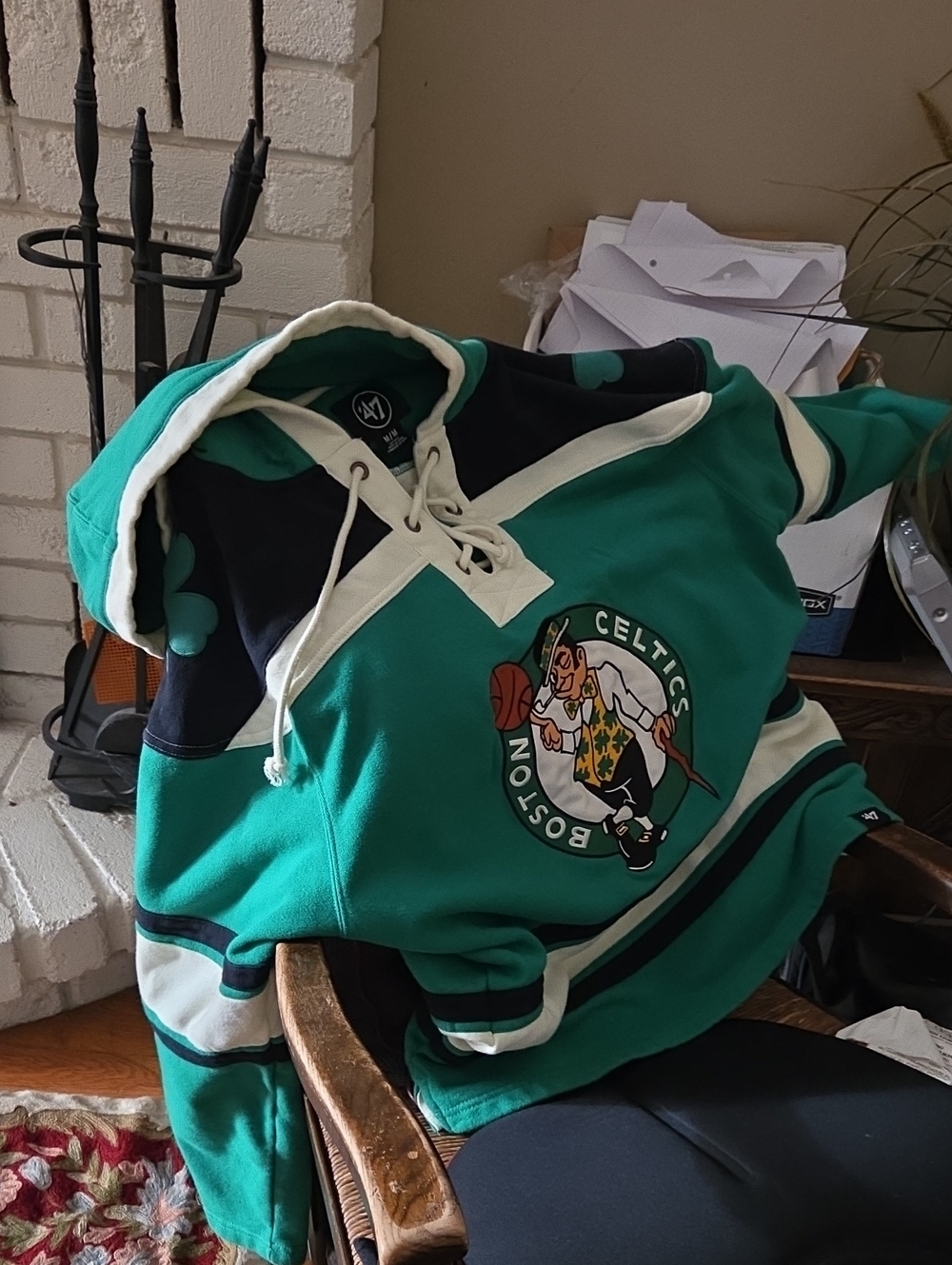 47 Boston Celtics Green Black White Lace-Up Hoodie